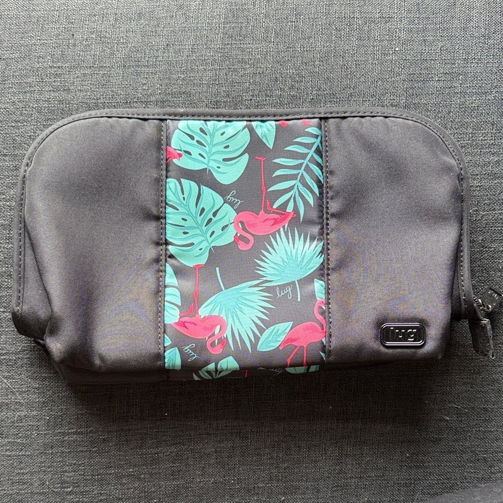 Lug Black and Teal Flamingo Cosmetic Bag